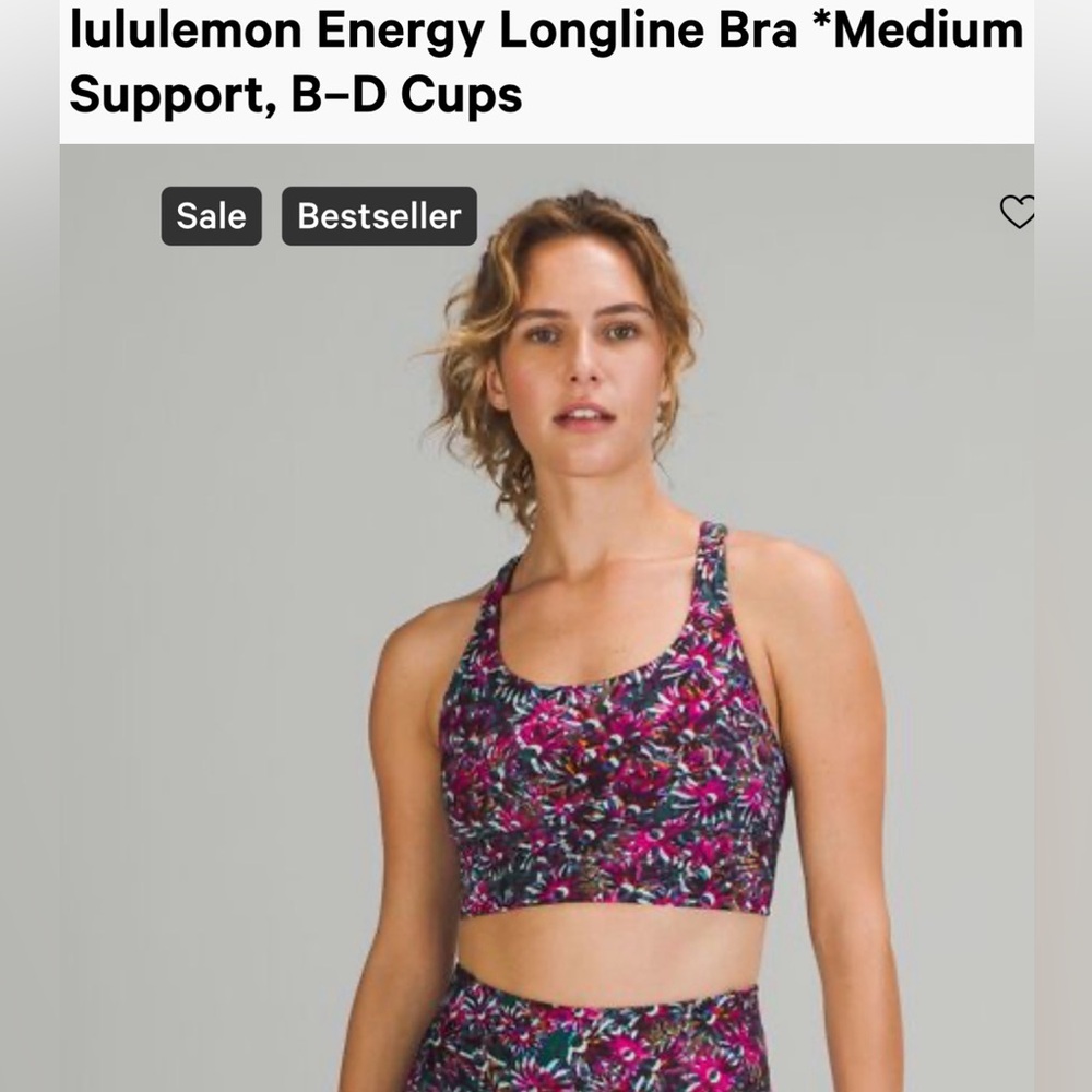 lululemon athletica Multicolor Energy Longline Bra size 14💐🌸🌺